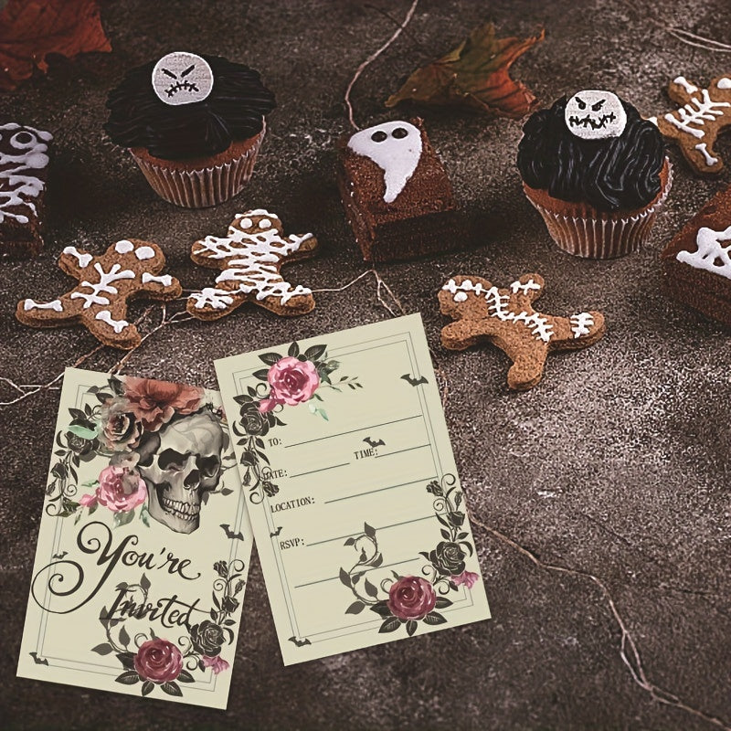 Halloween Party Invitations for Kids with Haunted House and Bat Designs