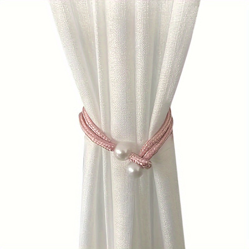 Decorative Curtain Binding Rope with Pearl Accents, 1 or 2 Pieces, Elegant Window Accessory