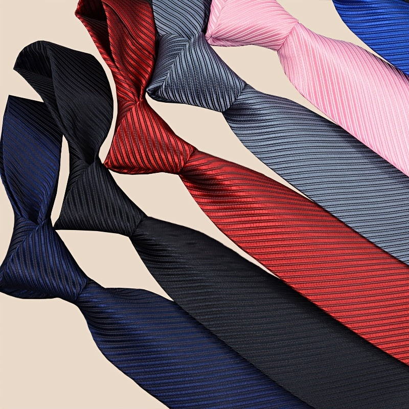 Solid Color Striped Necktie for Men Wedding Business Casual Gift