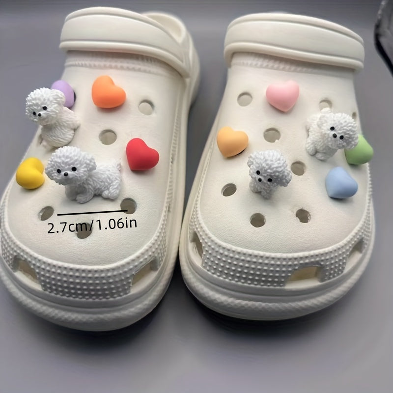 12pcs Puppy & Heart Shoe Charms Set for Clogs Sandals Vibrant Colors