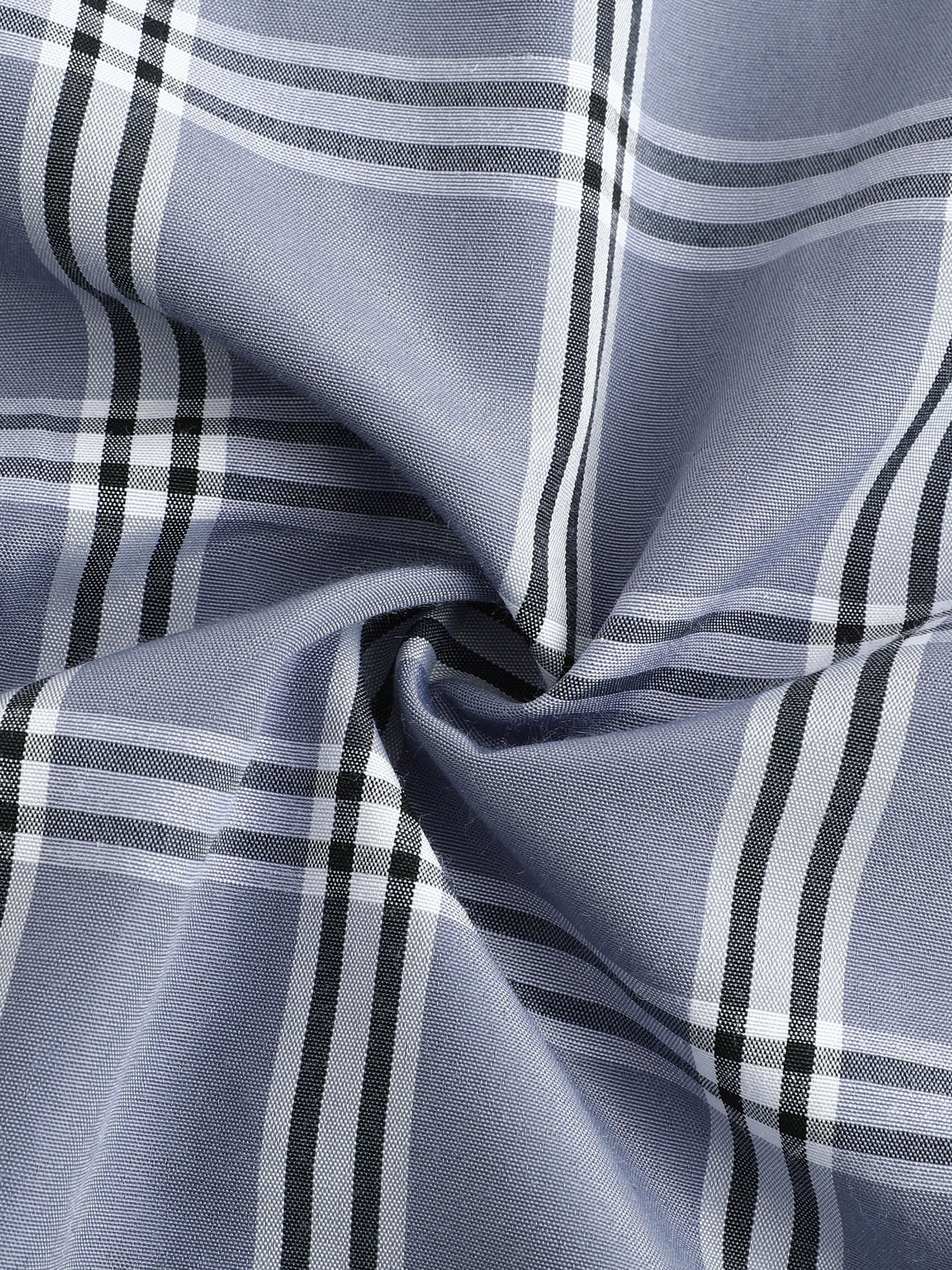 Camisa de verano casual de cuadros para hombre, manga corta, ajuste ajustado, poliéster y algodón, ligera