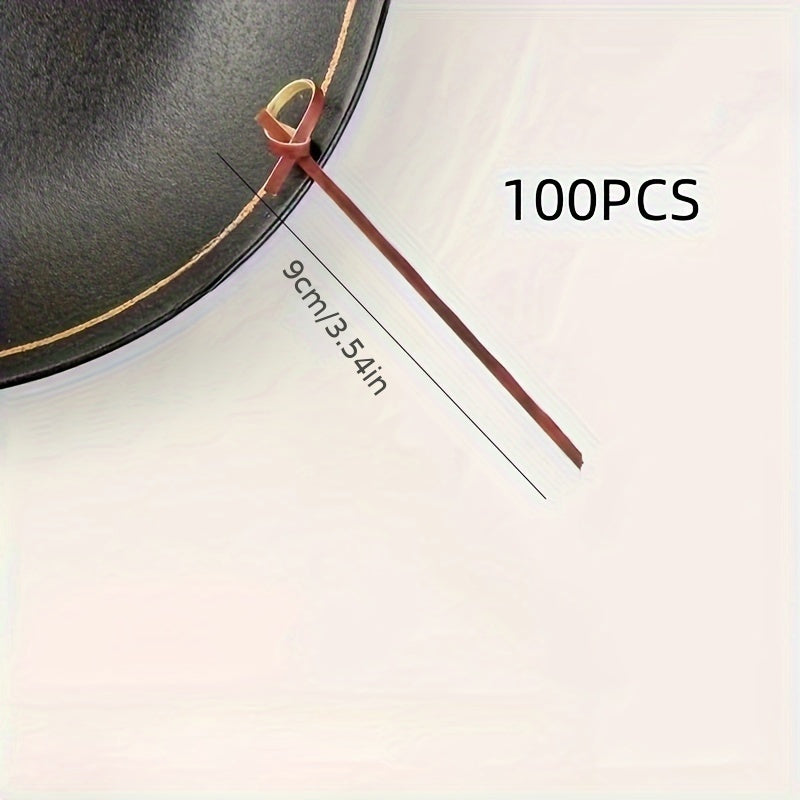 100 Pieces Handmade Circular Bamboo Skewers for Fruit, Cocktail, and Appetizer Use