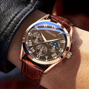 Men's Sports Watch with Leather Strap for Business and Outdoor Activities