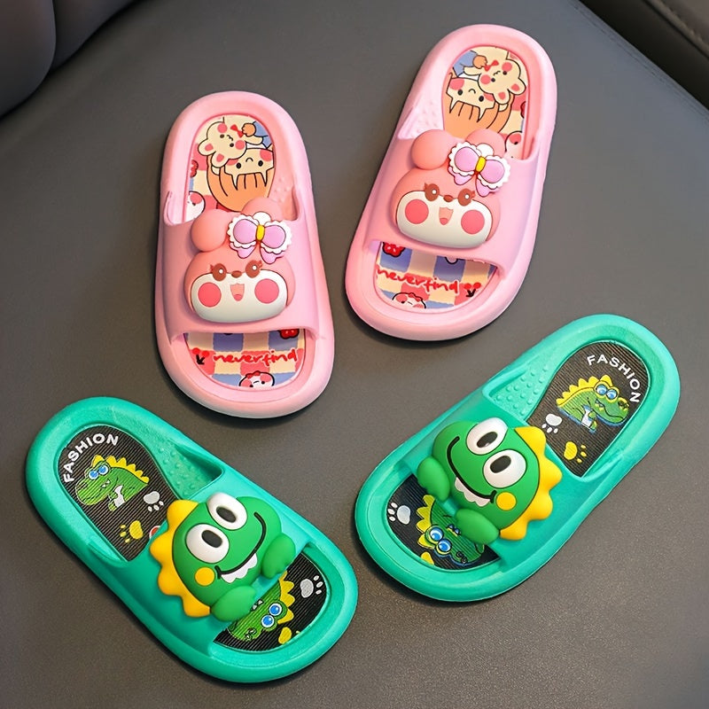 Kids' All-Season Cartoon Slippers for Boys and Girls Non-Slip Breathable PVC