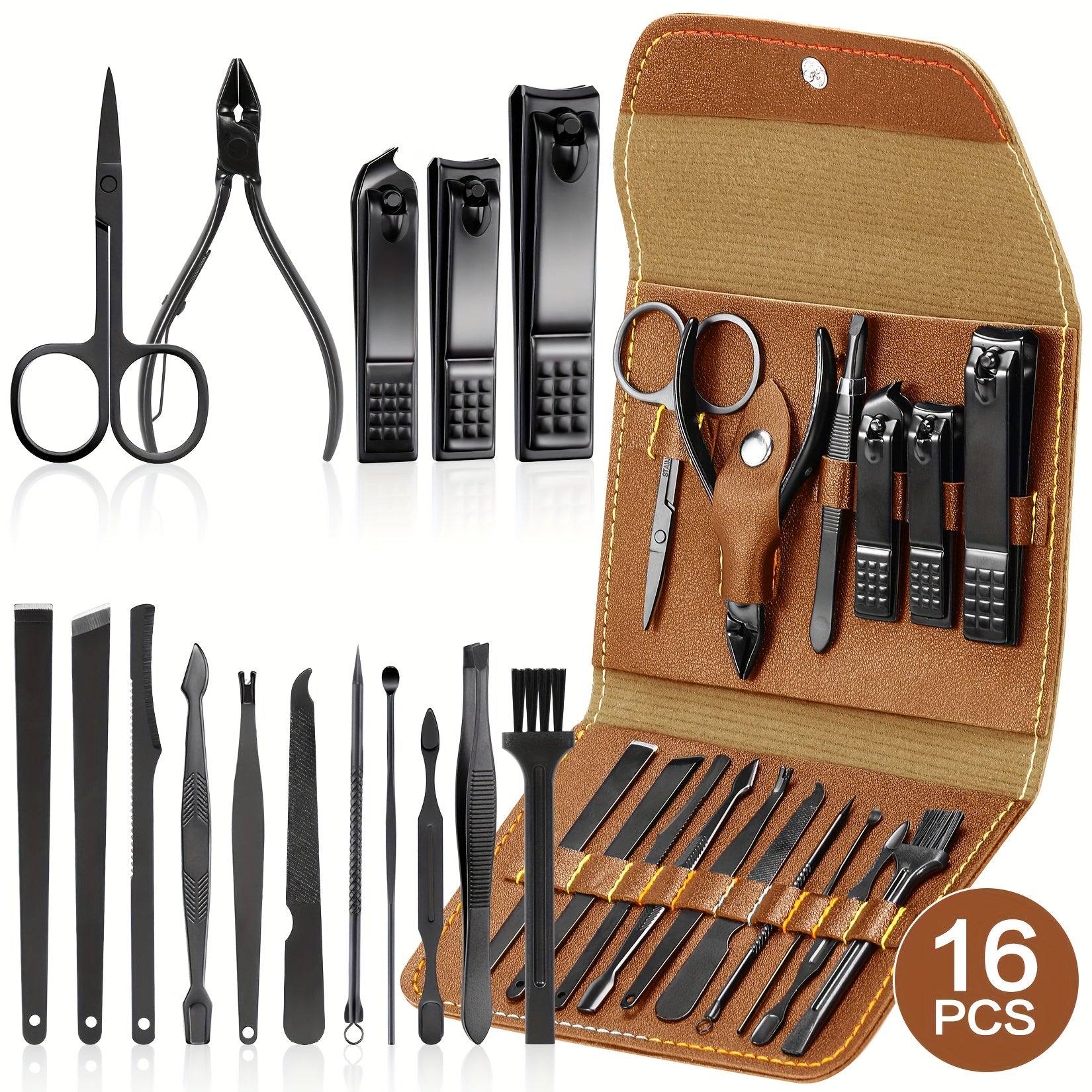 16/19pcs Stainless Steel Manicure Set for Men and Women Travel with Storage Case