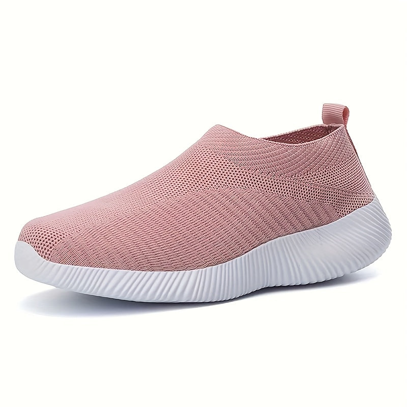 Ayollar uchun nafas oladigan slip-on sport poyabzali, qora tarmoq mato, kundalik qulaylik uchun yurish poyabzali