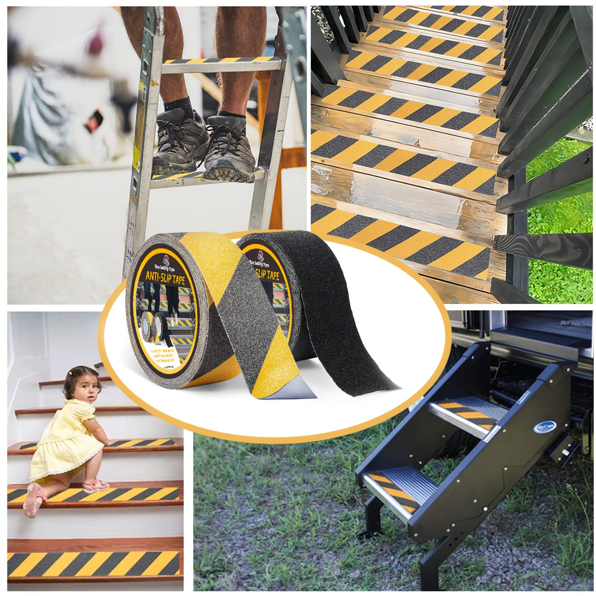 Anti Slip Safety Tape Yellow Black 5.08 Cm X 5 M for Stairs and Steps