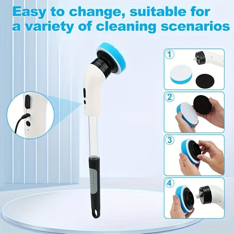 Беспроводная электрическая щетка для уборки с двойной скоростью, USB-зарядка, литиевая батарея, время работы 3 часа для пола, ванной комнаты, плитки