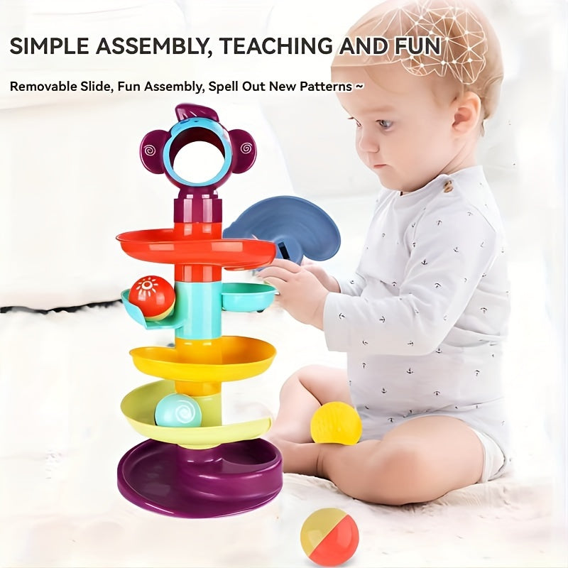 Educational Toy Set for Early Childhood Development Rolling Ball Stacking and Sliding Balls in Random Colors
