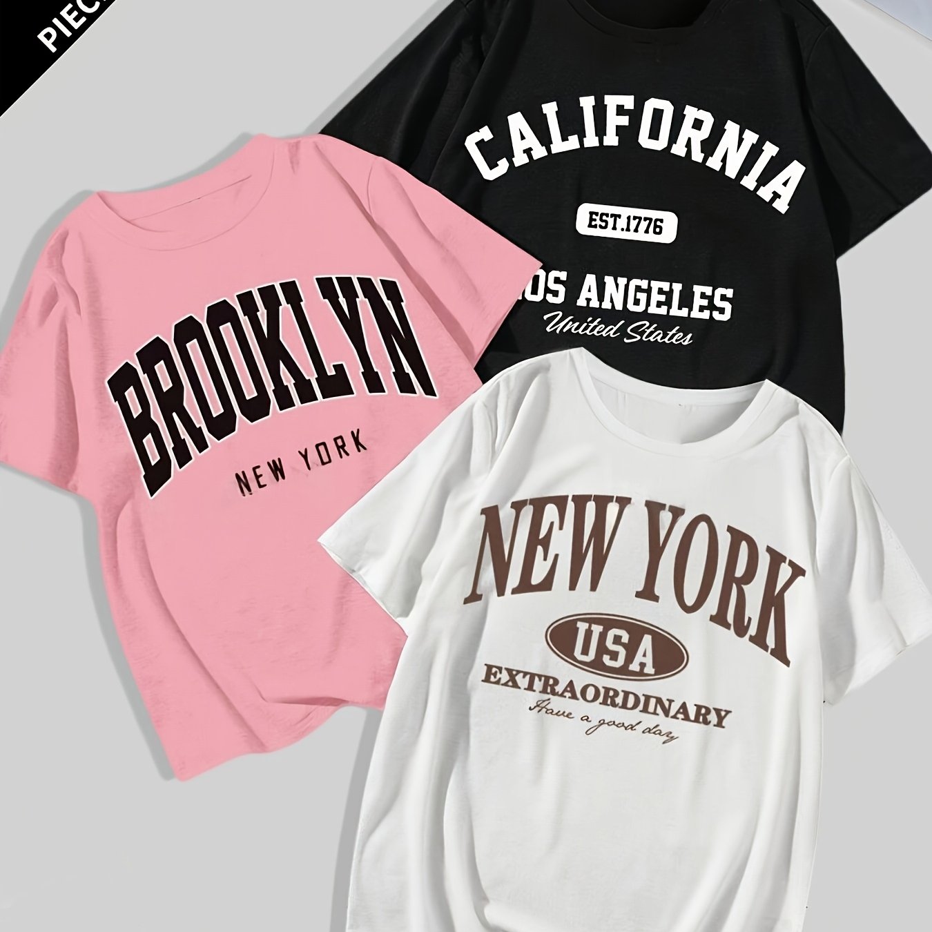 Conjunto de camisetas de manga corta para tallas grandes de mujer con estampados de letras