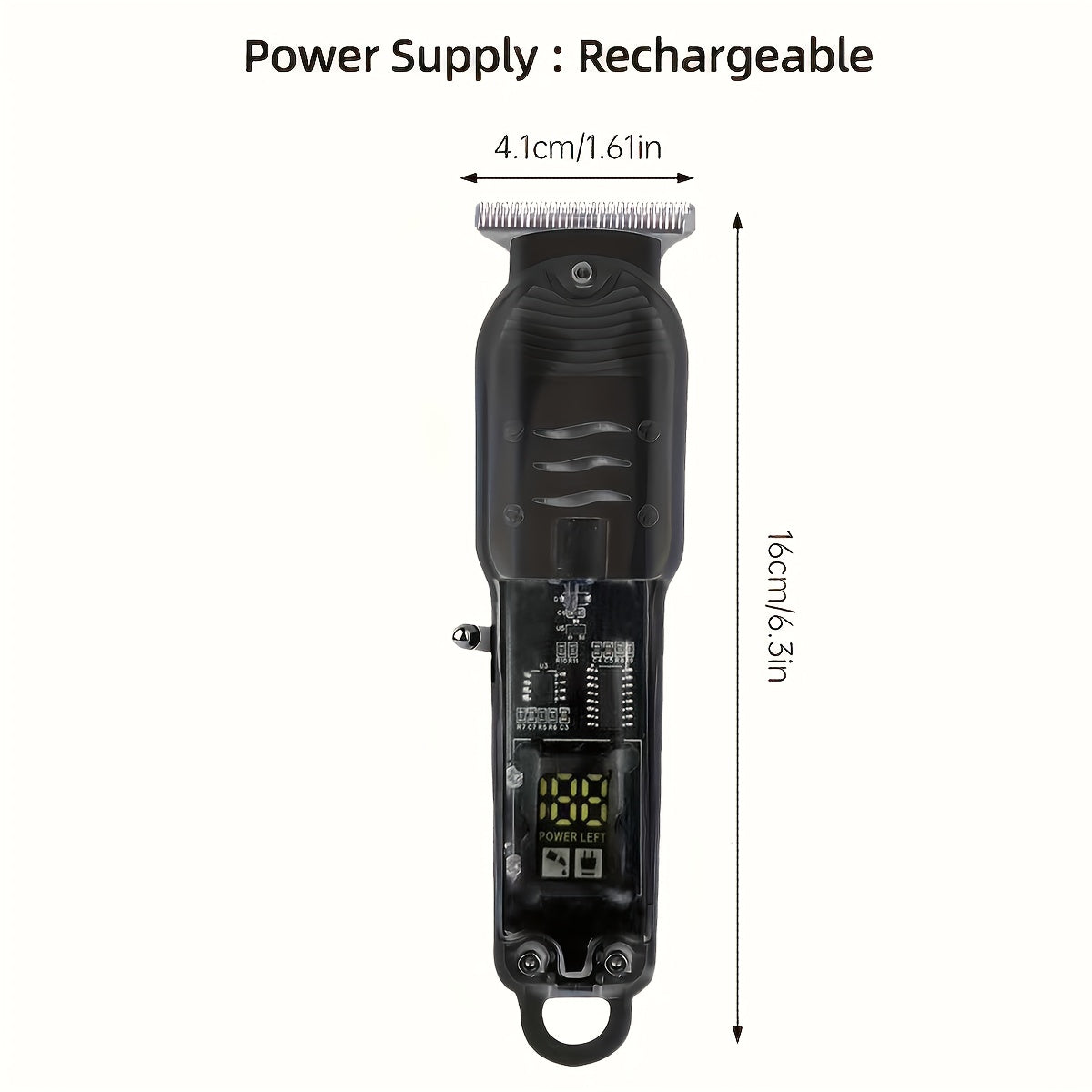 Rechargeable Hair Clippers with LCD Display, 6-Speed, Low Noise, Lithium Battery