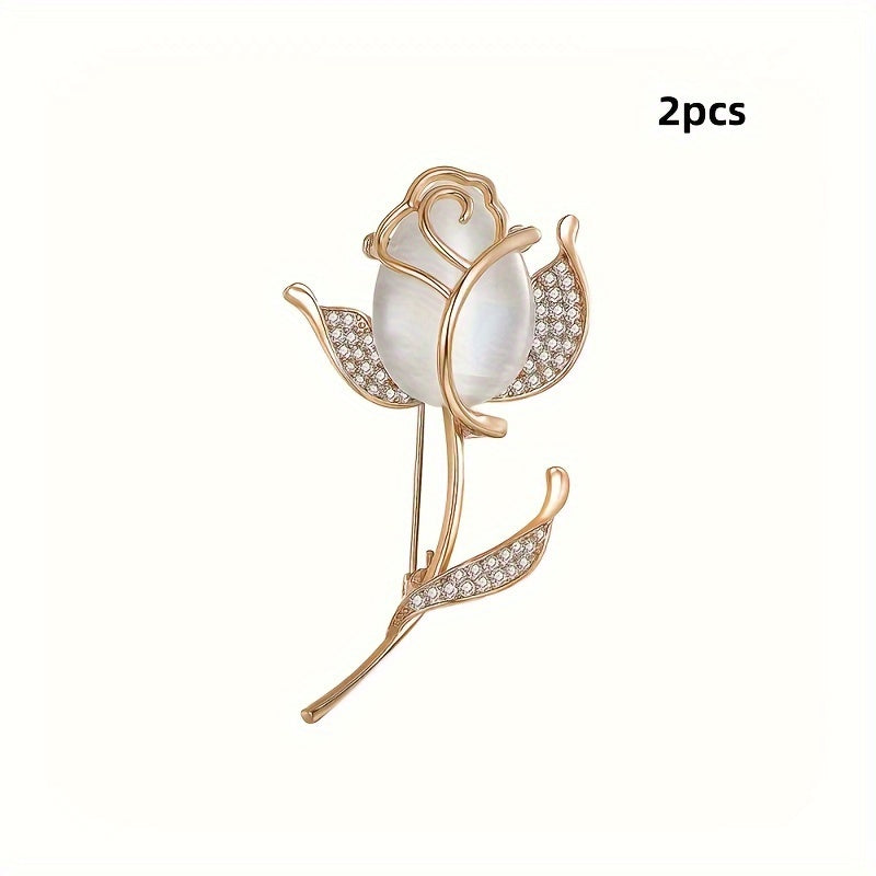 Набор из 2 брошей Opal Rose для женщин, украшения для платьев и свитеров