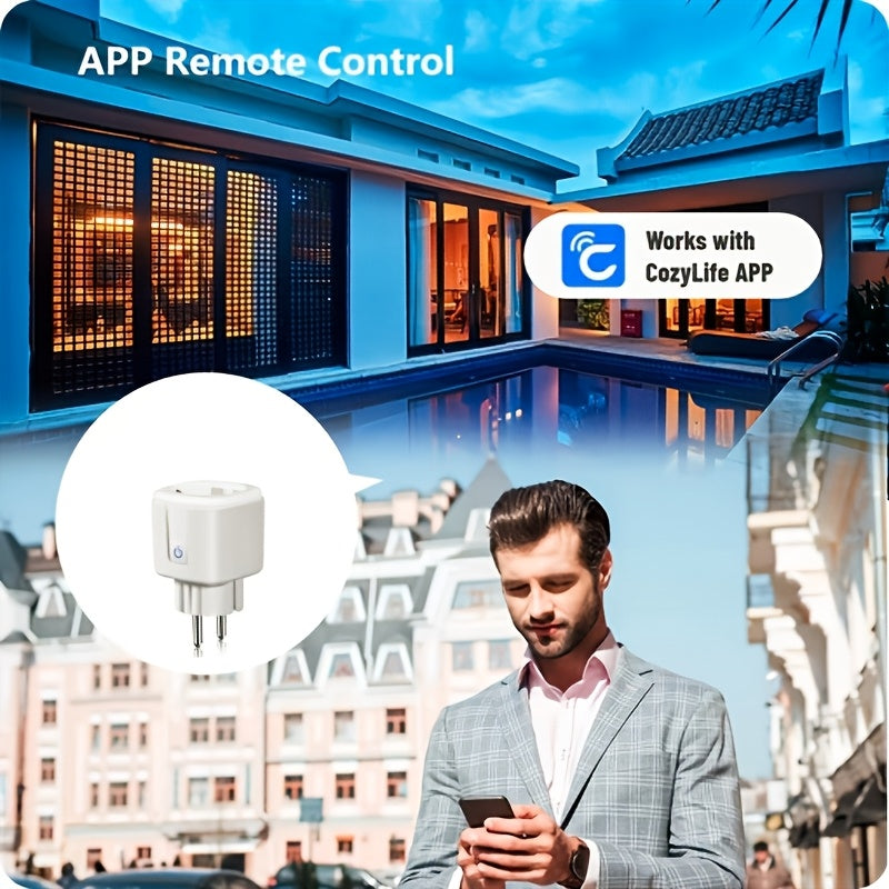 Enchufe inteligente europeo con monitorización de energía, Alexa, Google Assistant, temporizador, control remoto 16A