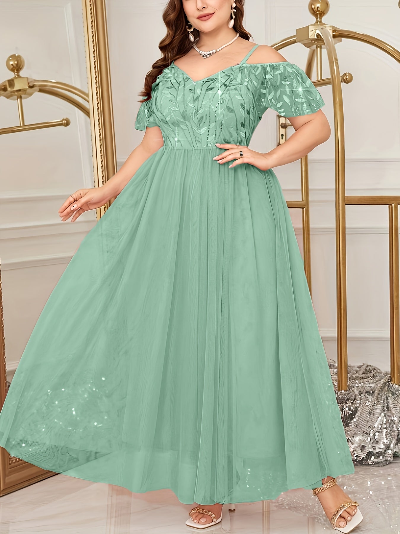 Plus Size Off-Shoulder Lace Dress for Women Light Pink Flowy A-Line