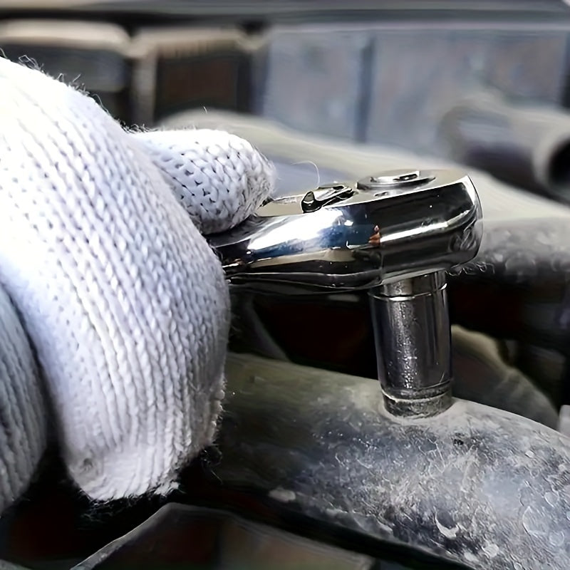 Ratchet Wrench Short Handle Dual-Head Auto Repair Tool for Large and Small Screws