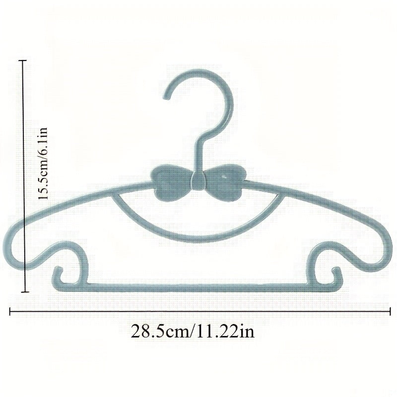Kids Plastic Clothes Hangers 50 Pack with Clips Dual-Use Wet Dry Cute Bow Design for Kids Closet Organization