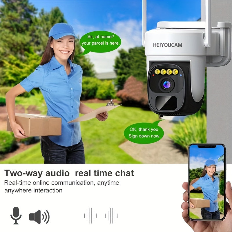 Quyosh energiyasi bilan ishlaydigan simsiz ochiq havodagi xavfsizlik kamerasi, 360° burilish va egilish, 3MP rezolyutsiya, ikki tomonlama muloqot, bulut/SD saqlash, rangli tungi ko‘rish, chiroq, sirena, harakatni aniqlash va