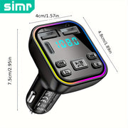 FM Transmitter Car Charger with Wireless MP3 Player Hands-Free Calling Dual USB-C Fast Charging