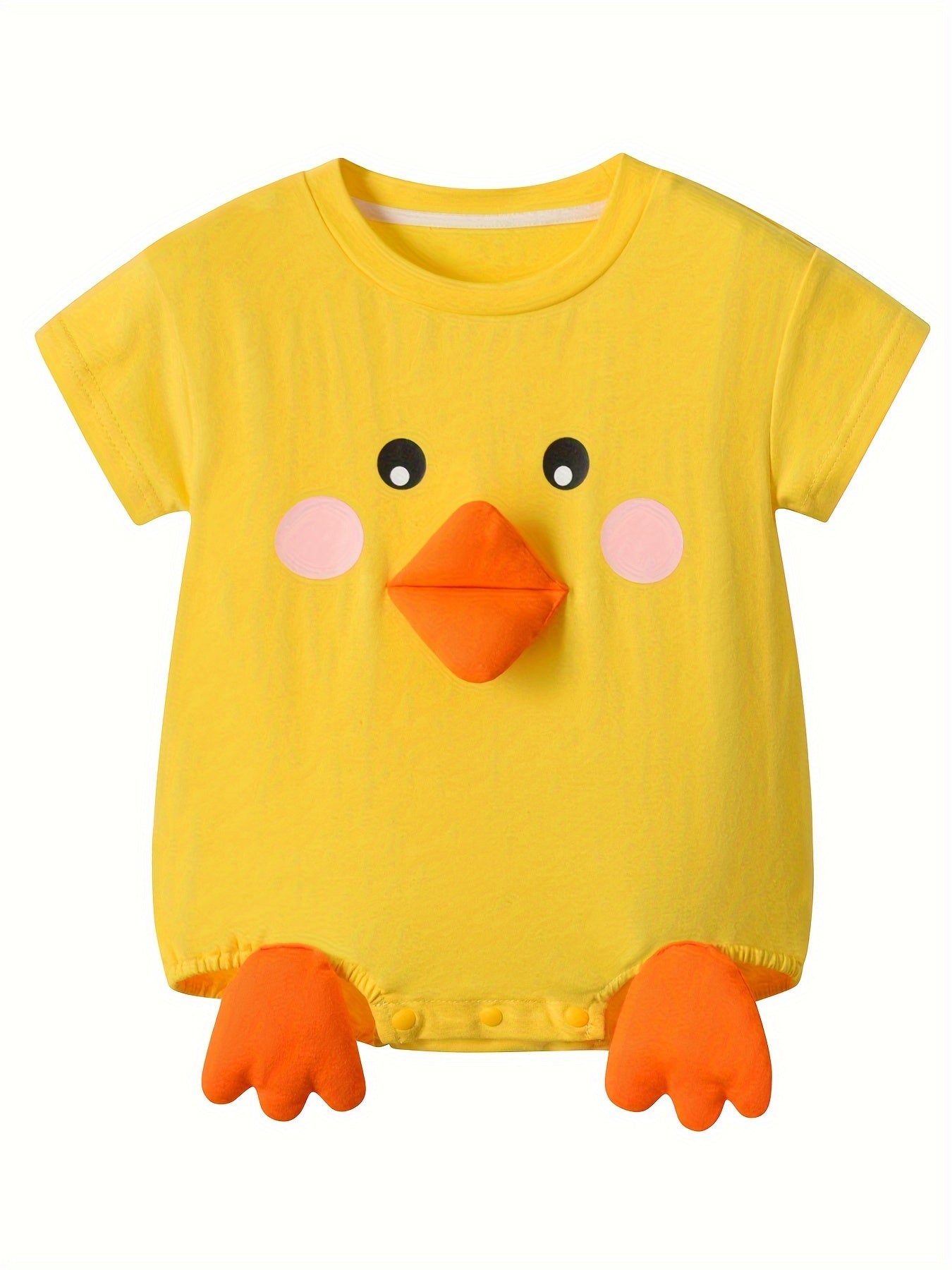 Mono de bebé niña con pollito amarillo, algodón, verano, casual, 0-3 años