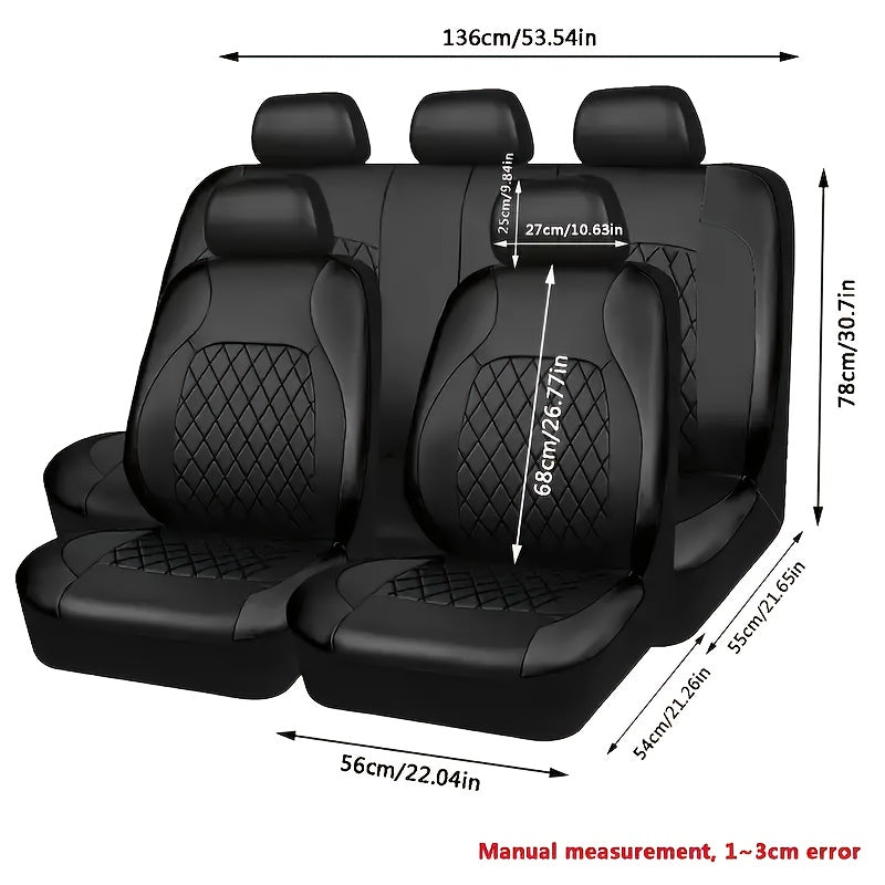 Universal Fit 5-Seater Faux Leather Car Seat Covers Breathable Airbag Compatible