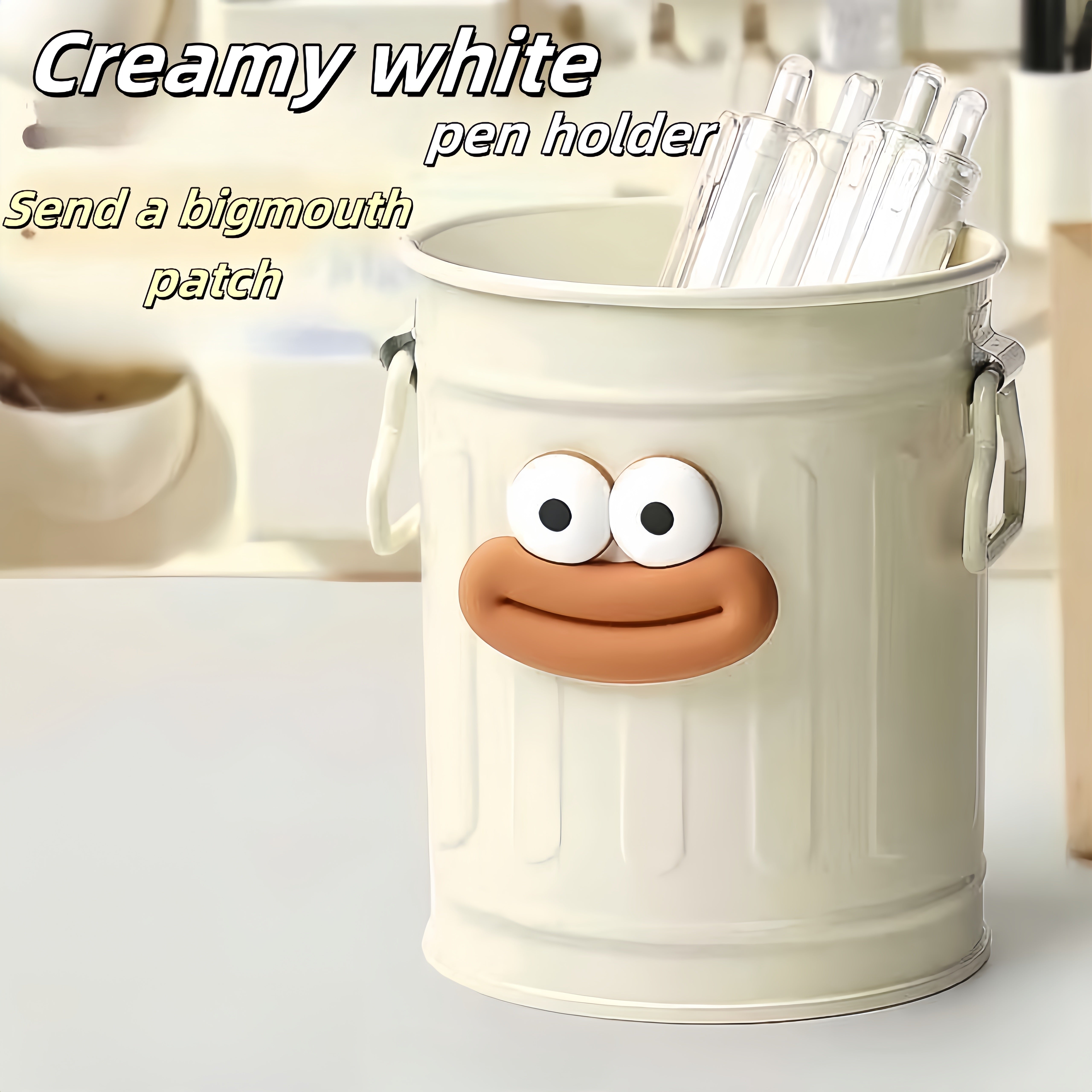 Large Capacity Desktop Pen Holder for Office Dorm Student with Big Mouth Ornament