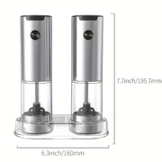 2-Piece Electric Salt and Pepper Grinder Set Stainless Steel Battery-Operated