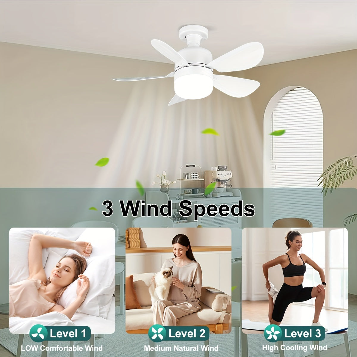 White Dual-Headbed Smart Ceiling Fan Light Two-Pack with Remote Control and Dimmer