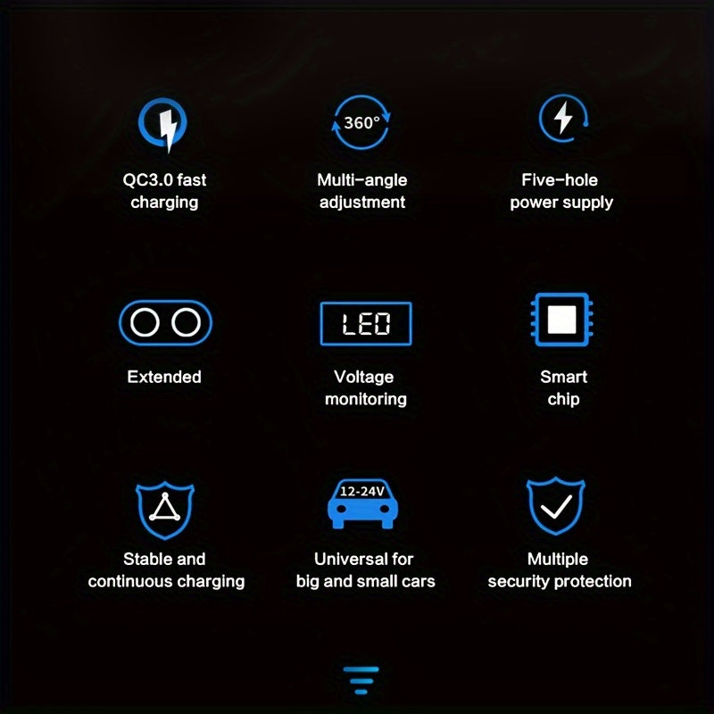 5-in-1 Car Charger Adapter Fast Charging PD USB Universal Power Mode for Car Electrical Appliances