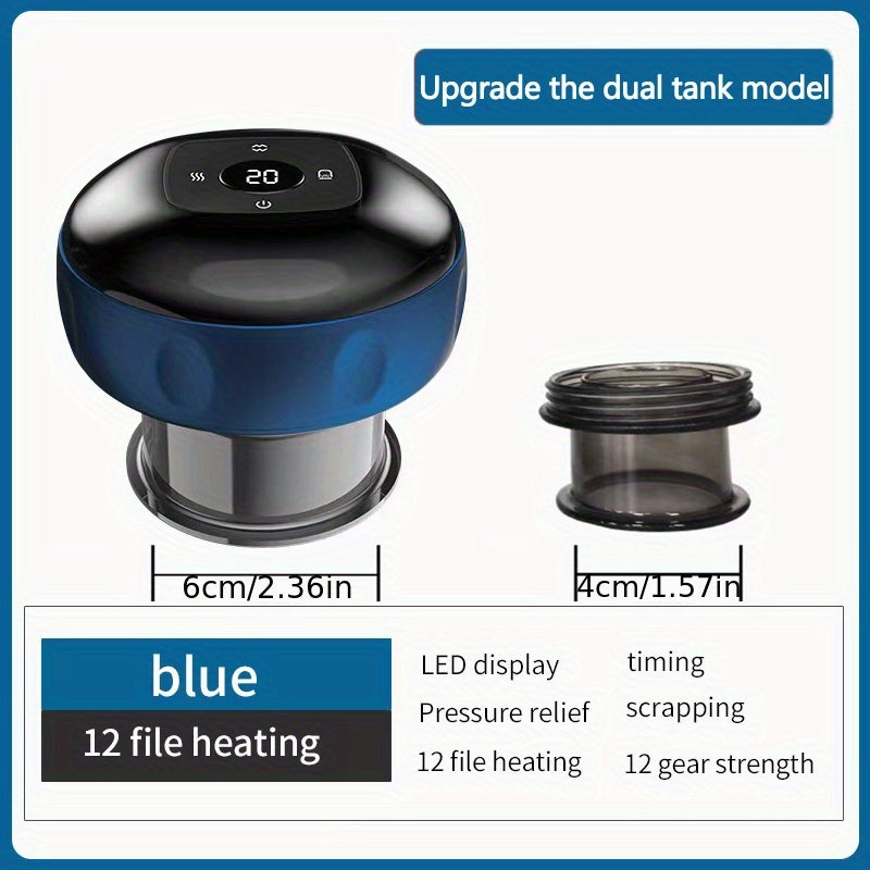Ikkita qizdirish, qirqish va nafas terapiyasi uchun 6/12 darajadagi elektr massaj asbobi.