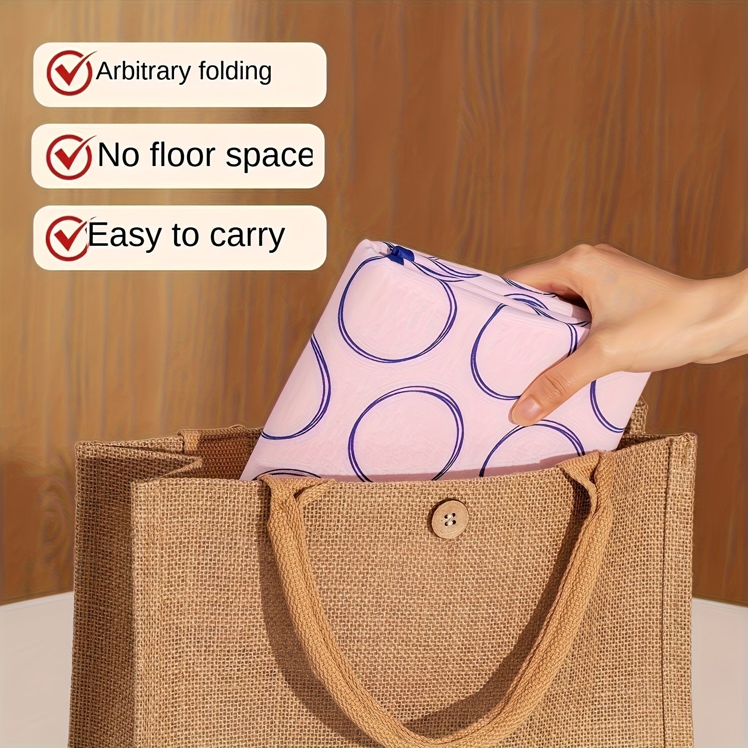 Portable Ironing Mat with Heat Insulation, Water-Resistant, Pink and Blue Geometric