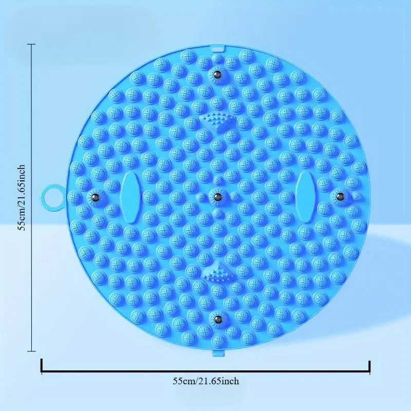 Tanaffusni bartaraf etish, dam olish va sog'liqni yaxshilash uchun akupressura nuqtalari va sirpanmas dizaynga ega oyoq massaji matosi. Uyda mashq qilish va tayyorgarlik uchun mustahkam plastikdan tayyorlangan. Hidi yo'q.