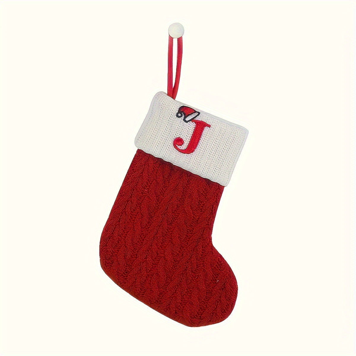 Knitted Polyester Stockings with Personalized Initials for Festive Parties