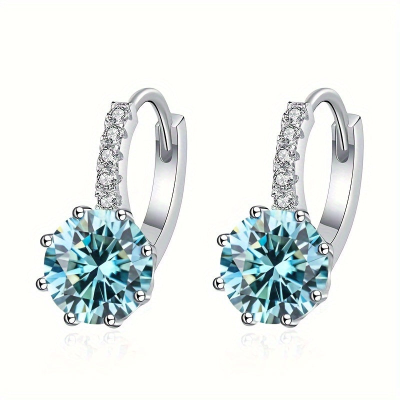 Women’s Moissanite Hoop Earrings 8mm Sterling Silver Huggie Jewelry