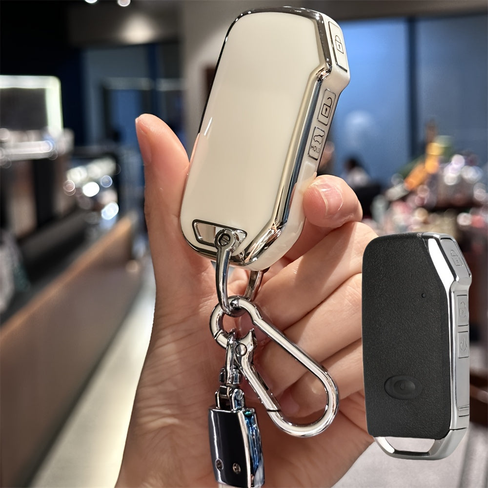 Premium TPU Car Key Case with Keychain for SUV Key Fob Cover Black