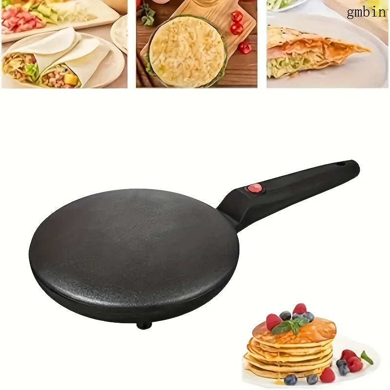 Sartén para tortitas redonda negra con calefacción de un lado, enchufe europeo estándar, por debajo de 1000W, aluminio