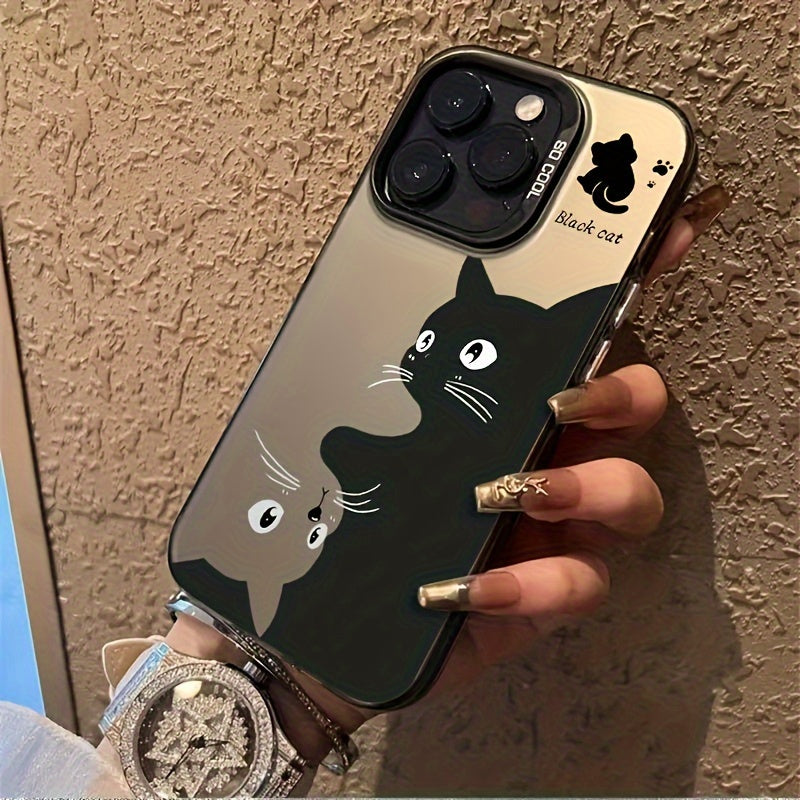 Upside-Down Cat Phone Case for iPhone Anti-Fall Non-Slip Acrylic Protective Cover