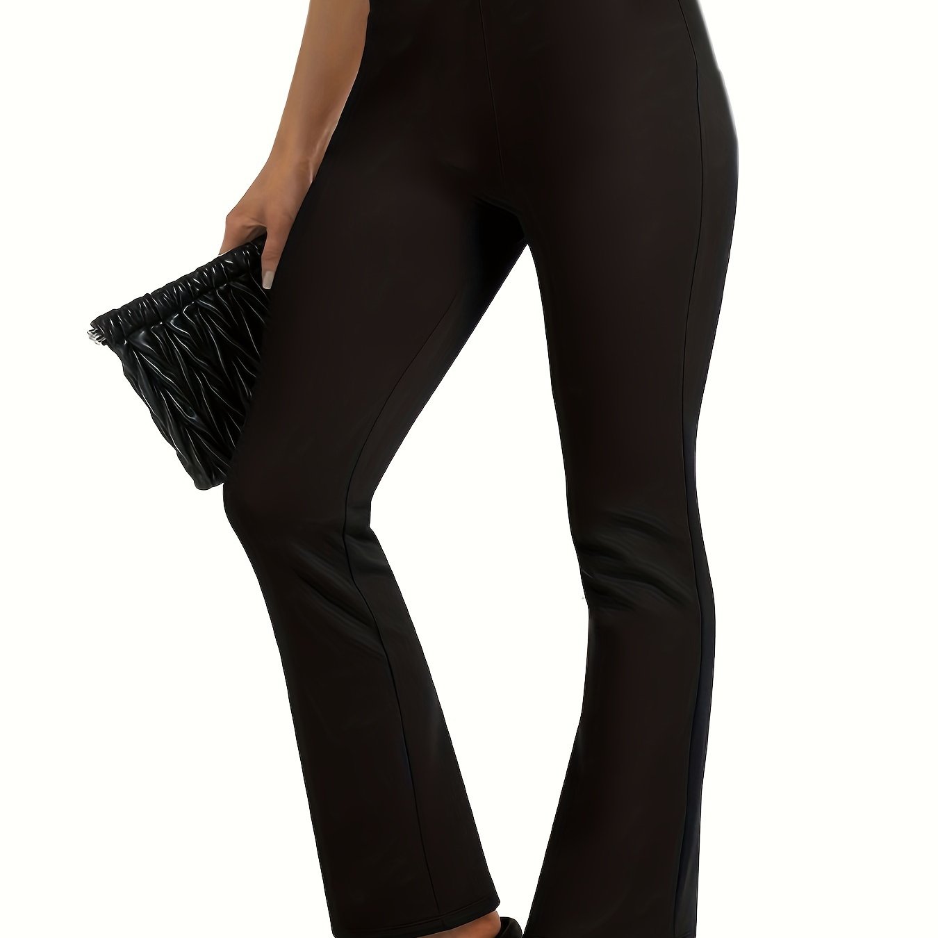 Plus o'lchamda kengaytiriladigan to'g'ri chiziqli shimlar ayollar uchun yuqori bel, bir rangli