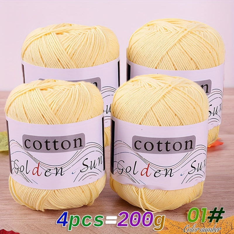 4pcs Cotton Yarn Medium Weight for Crocheting Knitting Multicolor Gradient Autumn Leaves Design