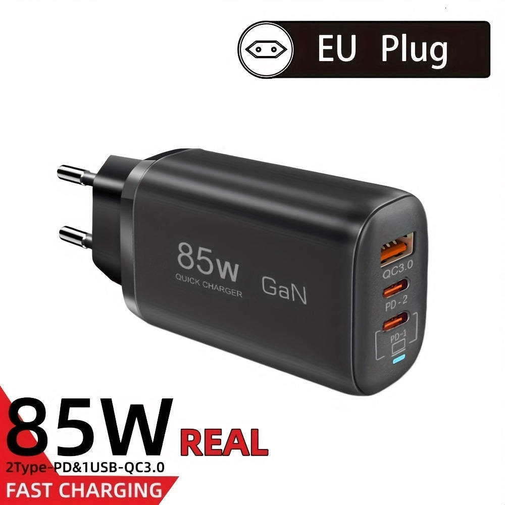 85W GaN Charger with PPS PD QC 3.0/4.0 USB-C Fast Charging for Multiple Devices EU Plug