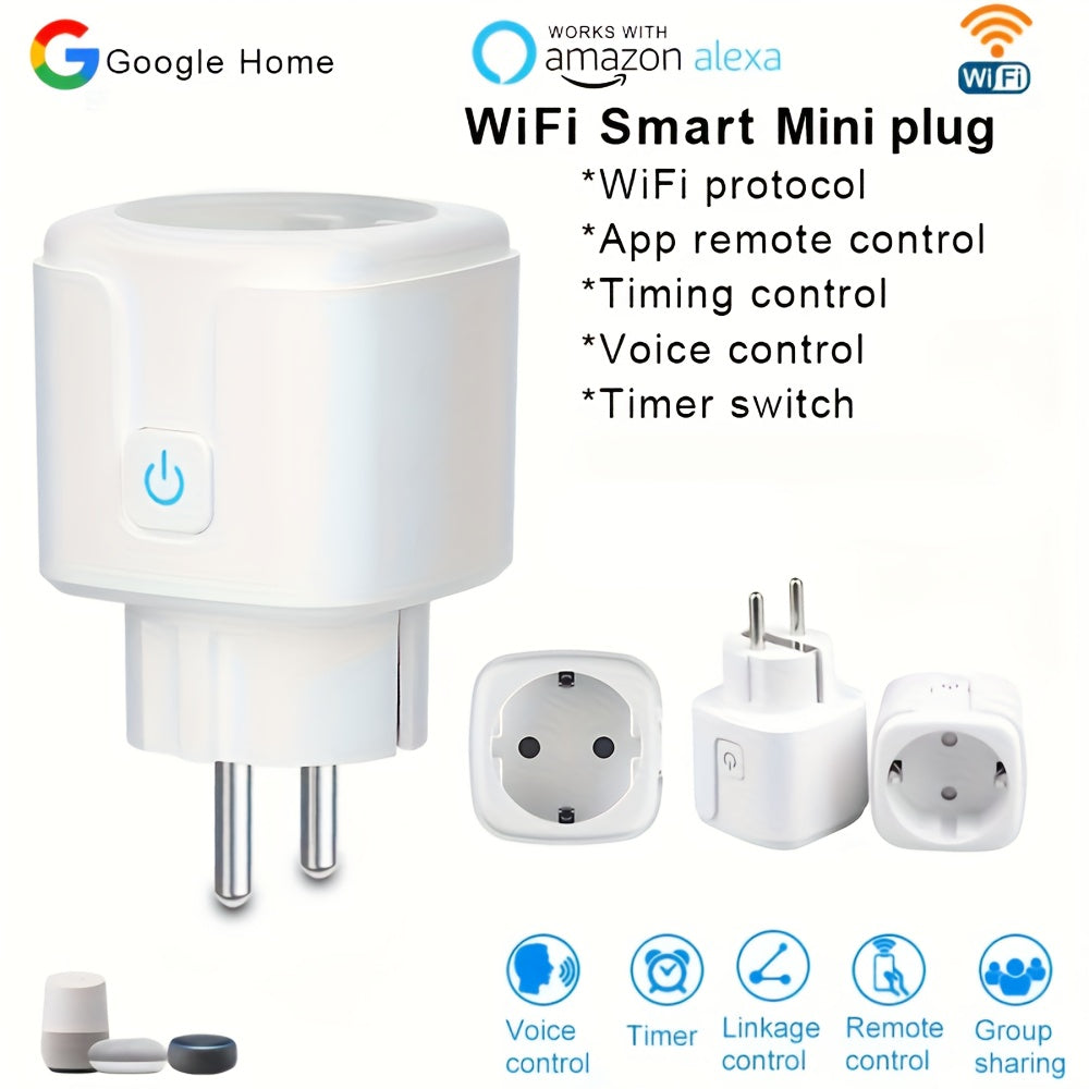 Enchufe inteligente WiFi 16A con toma EU control por voz monitoreo de energía compatible con Alexa Google Assistant