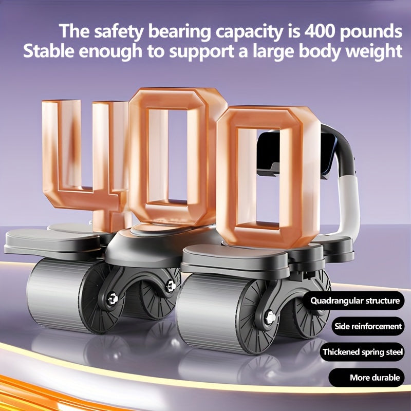 4-Wheel Abdominal Exercise Equipment with Automatic Rebound for Muscle Training and Belly Slimming