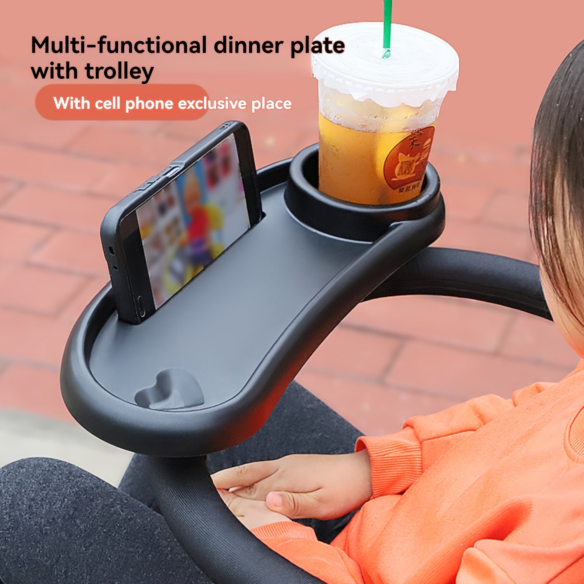 Large Capacity Anti-Slip Stroller Tray with Phone Holder for All Strollers