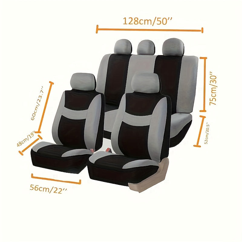 Full Seat Cover Set for 5-Seater Car Polyester Knit Fabric Universal Fit
