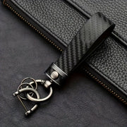 Car Keychain Carbon Fiber Leather Keyring for Men and Women