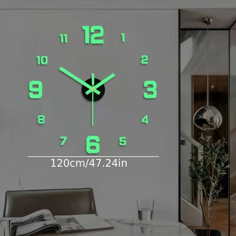40cm Modern Digital Wall Clock Large Luminous Display Silent Acrylic Mirror Black Numbers for Living Room Bedroom