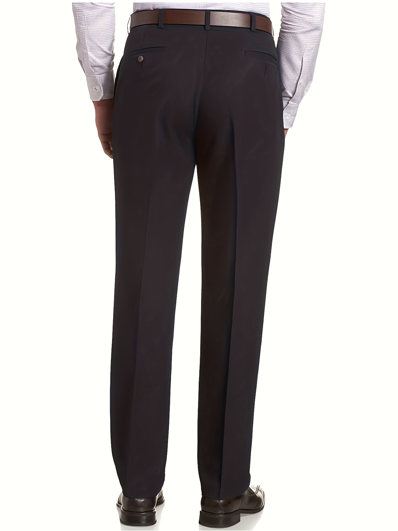 Plus Size Men's Solid Polyester Suit Pants for Formal Occasions