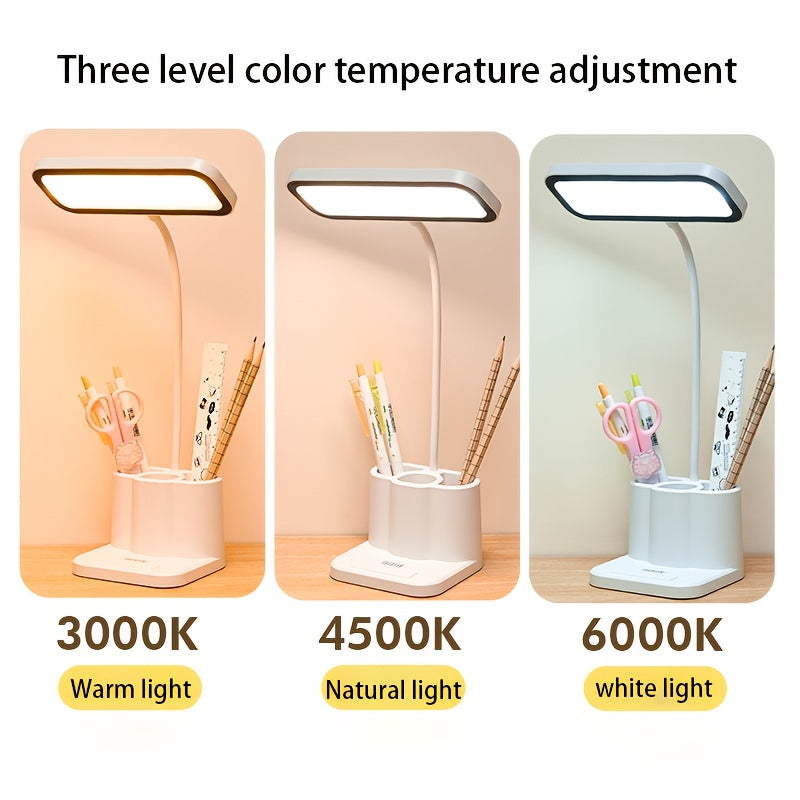 LED Desk Lamp with Touch Control Adjustable Gooseneck Rechargeable Battery White for Home Office Dorm Reading