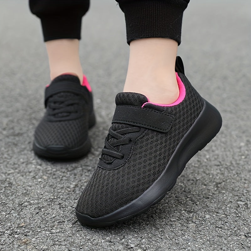 Girls Mesh Running Shoes Casual Athletic Style with Magenta Accent Sizes 28-40