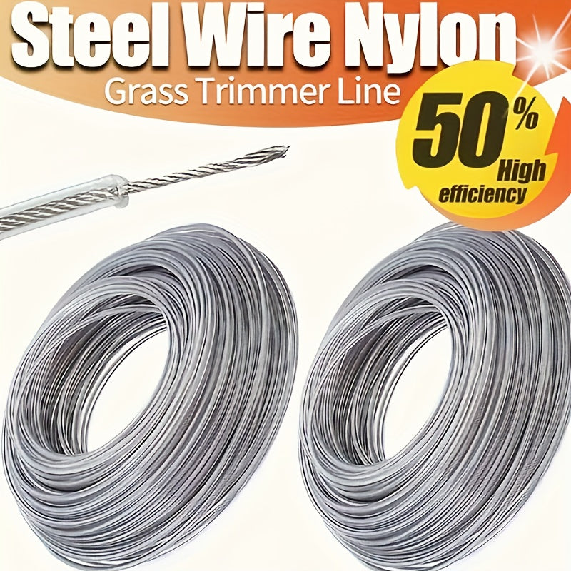 2pcs Steel Wire Nylon Grass Trimmer Line 15m 3mm Diameter Replacement for Lawn Mowers