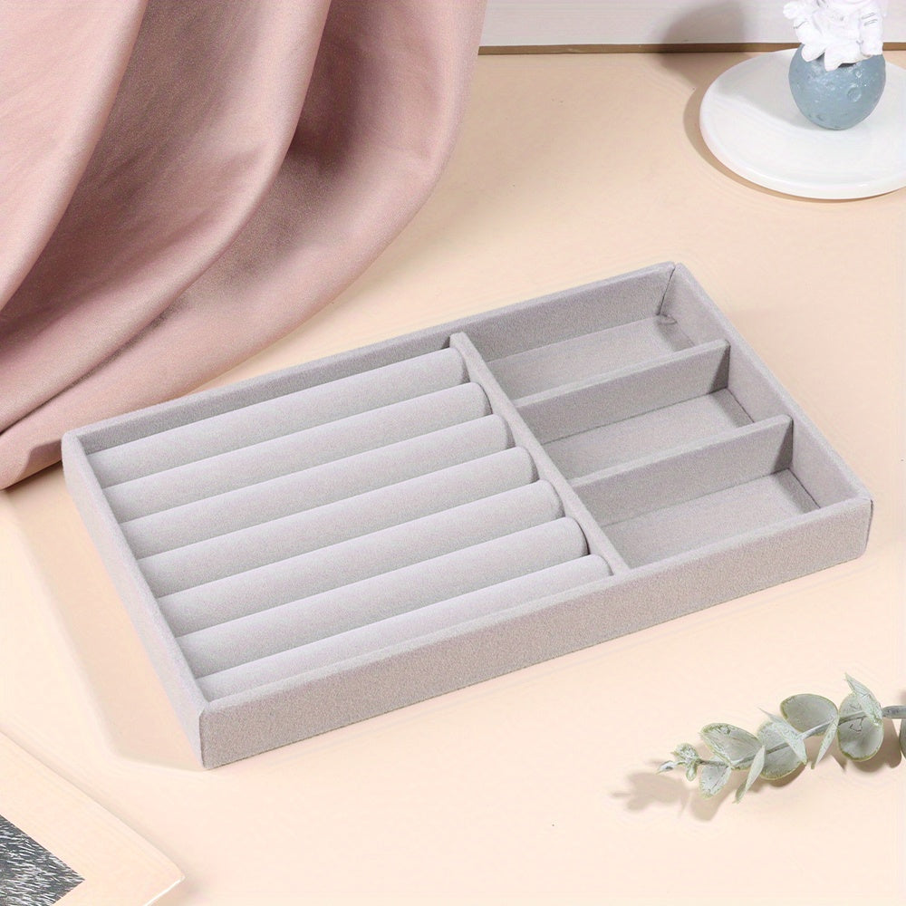 Caja de joyería de terciopelo para anillos, pendientes y almacenamiento de joyas